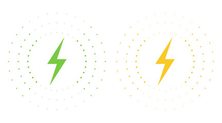 Wireless charger icon. Vector energy lightning power recharge symbol and circles. Gradient colors.