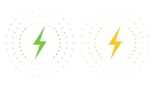 Wireless charger icon. Vector energy lightning power recharge symbol and circles. Gradient colors.