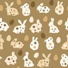 Easter rabbit egg vector seamless pattern