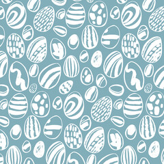 Easter eggs line vector seamless pattern