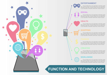 Infographics Function And Technology With Smartphone Online - Vector