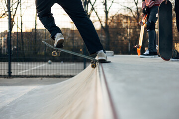 Fototapeta na wymiar Skateboarding Practice Freestyle Extreme Sports Concept