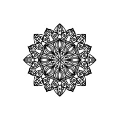 Easy mandala, simple mandalas flowers coloring page on white background.
