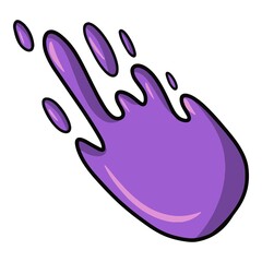 Spray paint, Bright purple paint spot, drop, spilled paint, vector cartoon illustration