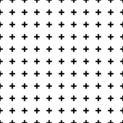 Square seamless background pattern from geometric shapes. The pattern is evenly filled with big black plus symbols. Vector illustration on white background