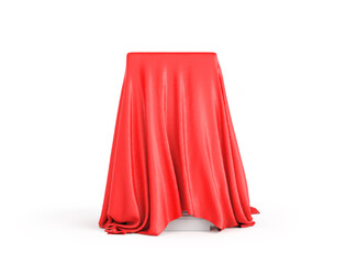 Pedestal with cloth on a white background. 3d illustration