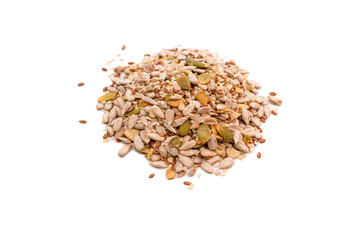 Mix of seeds for a salad. A pile of mixed seeds.