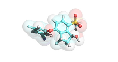 Belzutifan, anticancer drug, 3D molecule