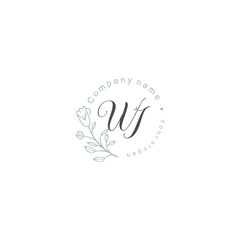 Initial letter WI handwriting with floral frame template