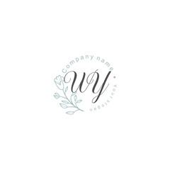 Initial letter WY handwriting with floral frame template