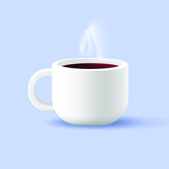 3d web illustration of a coffee cup with hot beverage. Vector illustration