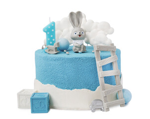 Birthday cake for kids isolated on white background