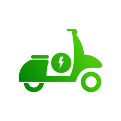 Electrical Motorbike Silhouette Icon. Electric Moped Glyph Pictogram. EV Motorcycle Icon. Electric Vehicle with Lightning Sign. Ecology Delivery Transportation. Isolated Vector Illustration