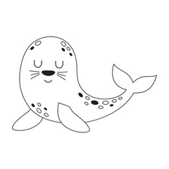 cute seal in silhouette isolated on white