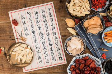 Various traditional Chinese Medicine.Chinese translation：Short sentences describing the benefits of traditional Chinese Medicine