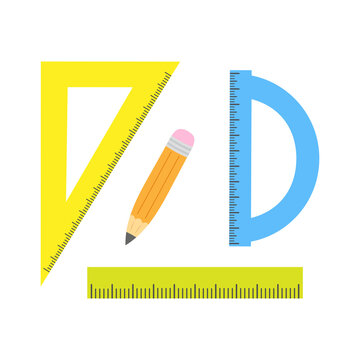 vector illustration of colored rulers and wooden pencil