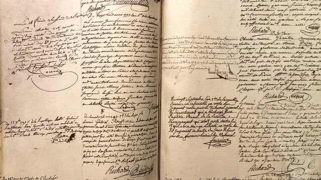Manuscript book of  prisoners exposed in La Conciergerie, paris, France