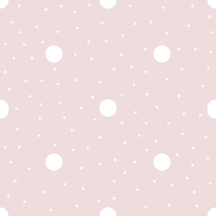 Hand drawn pink, white irregular polka dot texture. Abstract circles background. Texture with random spots. Cute seamless pattern for wedding decor, fabric, textile, wallpapers, gift, wrapping paper © Alice