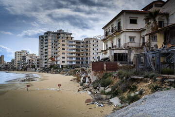 Strand der Geisterstadt Varosha  am Stadtrand von Famagusta, Nordzypern
