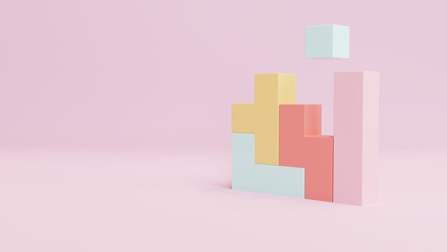 3d rendering, 3d illustration, connecting puzzle pieces in pastel color, thinking or strategy concept