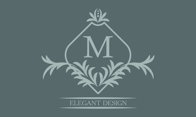 Stylish monogram design template with letter M. Exquisite logo, business identity sign for restaurant, boutique, cafe, hotel, heraldic, jewelry.