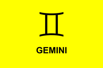 Gemini Zodiac Sign With Yellow Background
