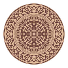 Mandala. Decorative round ornament. Isolated on white background. Arabic, Indian, ottoman motifs. Brown color. For cards, invitations, t-shirts. Vector color illustration.