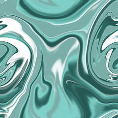 Seamless pattern. Abstract turquoise wood background. The texture of the flowing liquid. Fresh paint effect. Imitation of marble and stone. Modern futuristic backdrop. For textiles and wallpapers.	