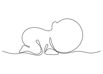 Sommeil de bébé nouveau-né, dessin continu d& 39 une ligne d& 39 art. Silhouette mignon enfant endormi dans le dessin de contour unique minimalisme. Le petit enfant est allongé sur le ventre. Illustration vectorielle