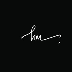 h m hm initial letter handwriting and signature logo