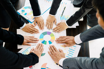 business team Analysis graph to discuss company financial statistics, brainstorm ideas, businessman...