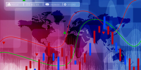 2d rendering Stock market online business concept. business Graph 