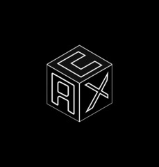 The cube logo is designed on black background.