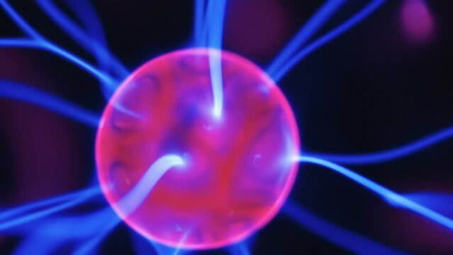 The charged particles inside the plasma ball creating the gas light beams inside in Estonia