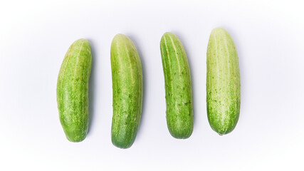 Close-up of fresh young cucumber isolated on a white background