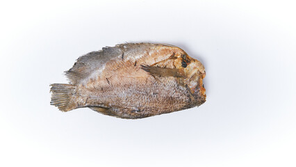 Close-up of salted fish isolated on a white background