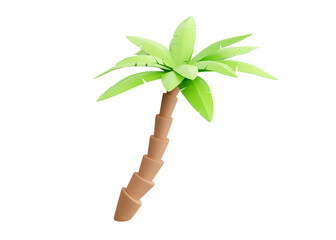 Fototapeta na wymiar Palm tree 3d render - tropical plant with green leaves and brown trunk for beach vacation and summer travel concept.