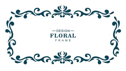 Ornamental decorative floral frame on white background