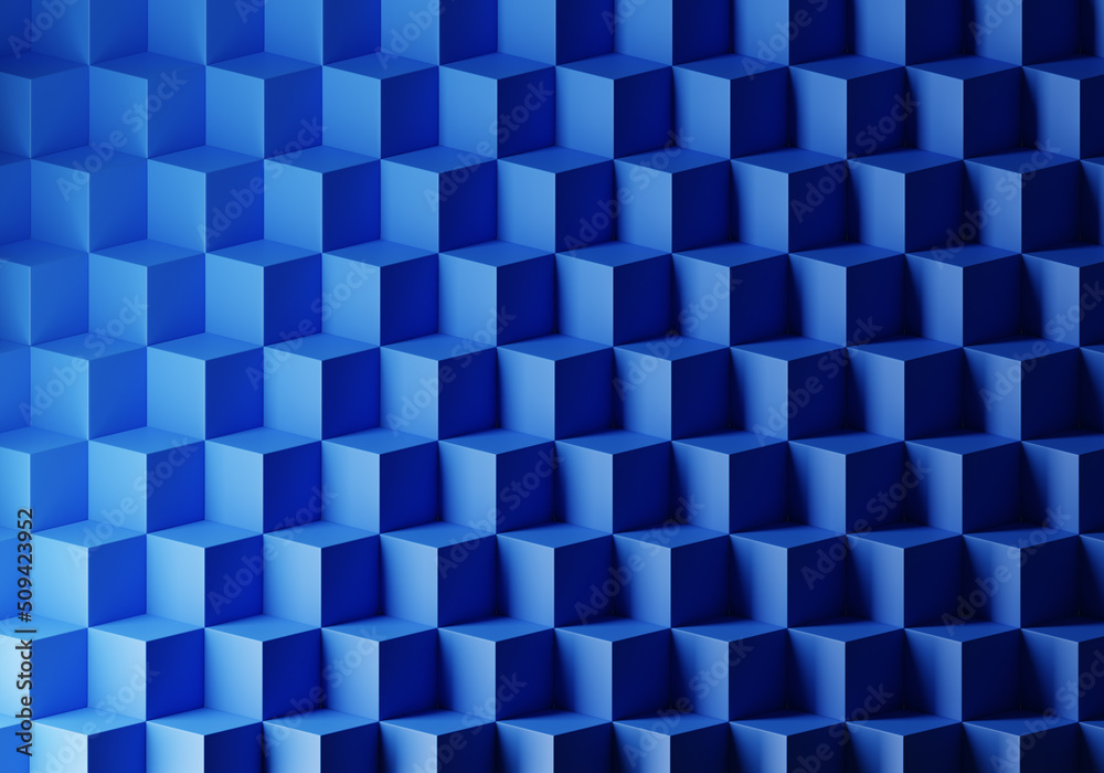 Poster cube blue background. geometric cube pattern. blue simple design. 3d background for ads. geometric b