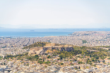 Views of the Acropolis of Athens on a sunny summer day