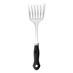 Cartoon kitchenware cultery stainless spatula with holes gray gradient color