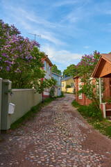 Narrow streets of the old town of Porvoo Finland.
