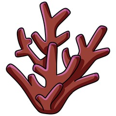Obraz premium Cartoon red coral reef illustration on white background 