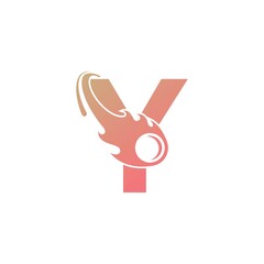 Letter Y is passed by a falling meteor icon illustration
