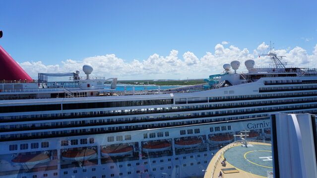 Carnival Cruise Line, Carnival Valor Anchored In Cozumel Port.