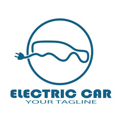 eco car and electric green car technology icon logo vector.