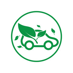 eco car and electric green car technology icon logo vector.
