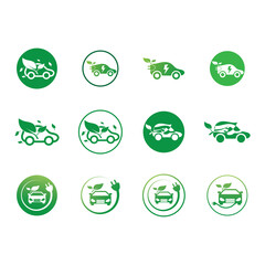 eco car and electric green car technology icon logo vector.