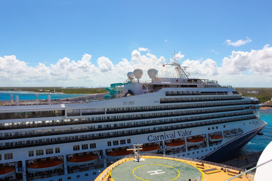 Carnival Cruise Line, Carnival Valor Anchored In Cozumel Port.