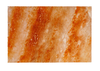 Pink himalayan salt block for cooking and serving the dish isolated on white - obrazy, fototapety, plakaty